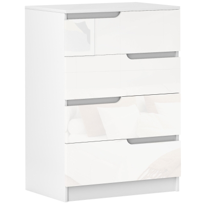 HOMCOM Cómoda com 4 Gavetas Cómoda de Dormitório Moderna com Sistema Anti-Tombo 60x40x85 cm Branco
