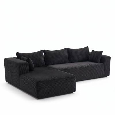 Modulares L‑Ecksofa mit Chaiselongue, platzsparendes, minimalistisches Design, tiefes Sitzgefühl, 279x179x83 cm, Schwarz