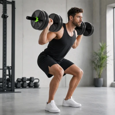 SPORTNOW 3-in-1 Adjustable Dumbbell Barbell Set 15kg Home Gym Green