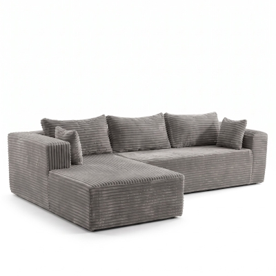 Modulares L‑Ecksofa mit Chaiselongue, platzsparendes, minimalistisches Design, tiefes Sitzgefühl, 279x179x83 cm, Grau