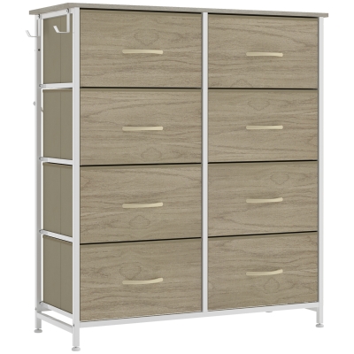 HOMCOM Chest of Drawers 8-Fabric Tall Storage Natural Wood