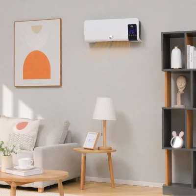 HOMCOM Elektrische verwarming, wandmontage, zwenkfunctie, 2 modi, timer, LED-display, Wit