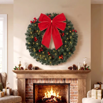 Coroniță de Crăciun 60 cm cu lumini LED, Verde