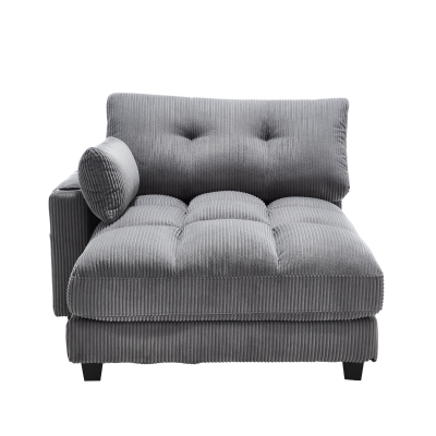 Palm-Sessel mit austauschbaren linken und rechten Armlehnen, drei Becherhaltern und einer Seitentasche, USB-Anschlüssen an den Seitenlehnen, 140L x 112B x 81H, Grau