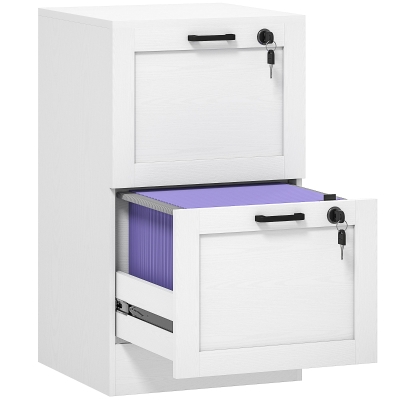 HOMCOM Cassettiera Portadocumenti a 2 Cassetti in MDF Bianco