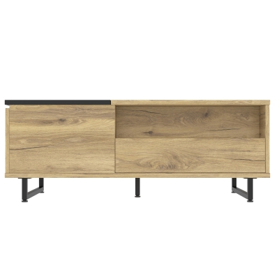 Schrank mit LED-Stehleuchte und ausreichend Stauraum, verstellbare Höhe mit Schublade und Fach, 103,5 x 50 B x 27,5 H cm, Natur