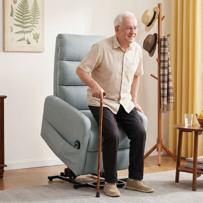 HOMCOM Fauteuil Relax Électrique Releveur Effet Lin Gris