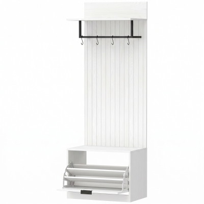 HOMCOM Porte-Manteau 5en1 Banc Chaussures Tiroir Étagères Blanc