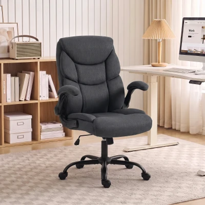 HOMCOM Executive Office Chair Swivel Flip-up Armrest Dark Grey