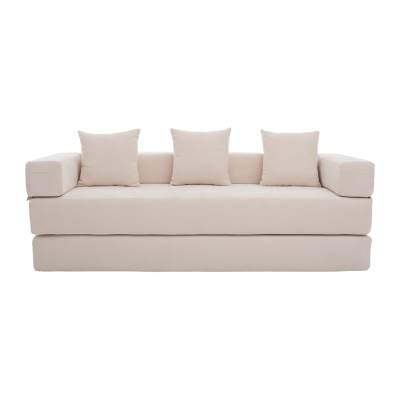 Modulares Chenille-Block-Sofa, frei kombinierbar, mit Seitentaschen zur Verstauung und rutschfestem Fahrgestell, Maße 198L x 79B x 60H cm, Beige