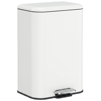 HOMCOM Metal Pedal Bin 20L Removable Soft-Close Cream White