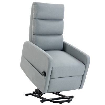 HOMCOM Fotoliu relax electric cu ajutor la ridicare, Telecomandă, Spumă moale, Buzunar lateral, Tapițerie cu aspect de in, Gri