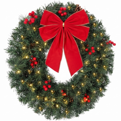 Coroniță de Crăciun 60 cm cu lumini LED, Verde