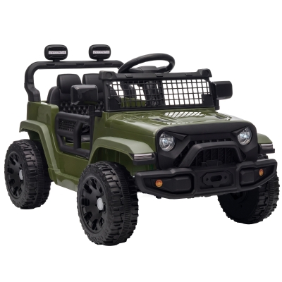 AIYAPLAY 12V Kids Electric Car Dual Motor Remote Dark Green