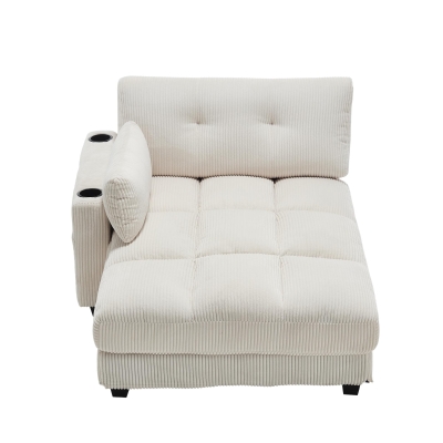 Palm-Sessel mit austauschbaren linken und rechten Armlehnen, drei Becherhaltern und einer Seitentasche, USB-Anschlüssen an den Seitenlehnen, 140L x 112B x 81H, Beige