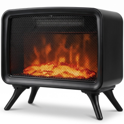 HOMCOM Elektrokamin 800/1600W elektrischer Kamin mit Heizung, Abnehmbarer Sockel, Einstellbarer Thermostat 3D-Flammeneffekt