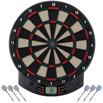 HOMCOM LCD Electronic Dartboard Set Features 26 Games w/ 185 Variations and Include 6 Darts Multi-Game Option Ready-to-Play