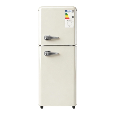 112L Doppeltür-Kühlschrank, 72L Kühlfach + 40L Gefrierfach, 7-stufiger Temperaturregler, 41L x 48,5 B x 114,5 H cm, Cremefarben