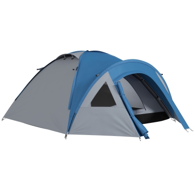 Outsunny Tenda da Campeggio 3 Posti con Tasche e Gancio Blu