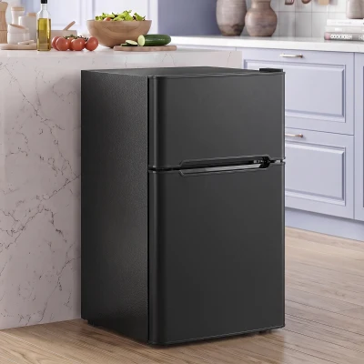 HOMCOM Mini Frigo 90L 2 Portes Thermostat Réglable Noir