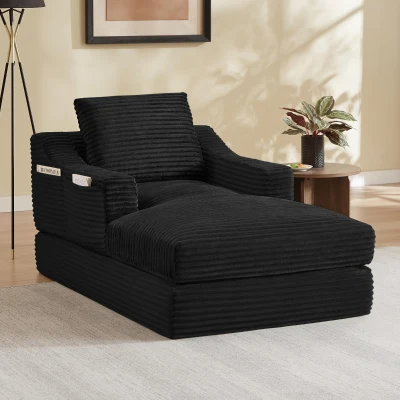Knochenloses Cord-Freizeitsofa, doppellagiges Design, kann in ein Bett gefaltet werden, 100L x 160B x 64H cm, Schwarz