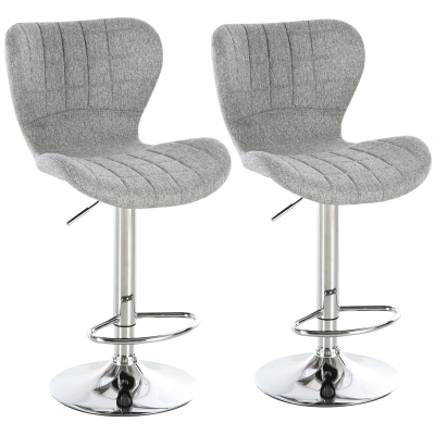 HOMCOM Set 2 Sgabelli Bar Altezza Regolabile e Schienale Grigio