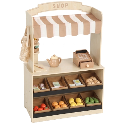 AIYAPLAY Wooden Kids Grocery Shop Playset with Accessories