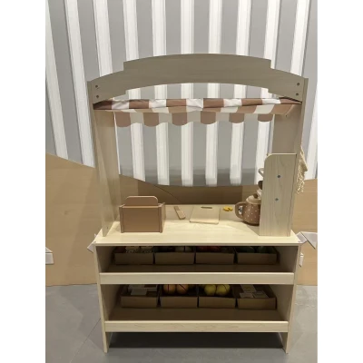 AIYAPLAY Wooden Kids Grocery Shop Playset with Accessories