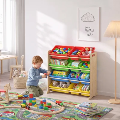 AIYAPLAY Scaffale Portagiochi Bambini a 4 Livelli, Multicolore