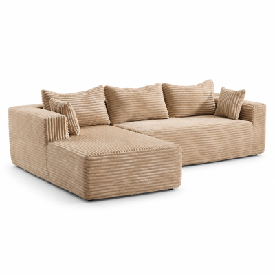 Modulares L‑Ecksofa mit Chaiselongue, platzsparendes, minimalistisches Design, tiefes Sitzgefühl, 279x179x83 cm, Beige