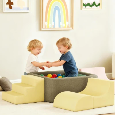 AIYAPLAY Juego de 7 Bloques de Espuma para Niños con Fundas de Pana Lavables para Escalar y Gatear Multicolor