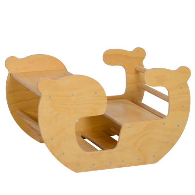 AIYAPLAY Arche d'Escalade 2-en-1 Bois Naturel 18-48 Mois