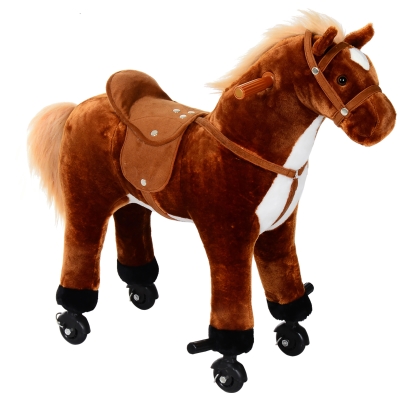 HOMCOM Cavallo a dondolo 65cm x 28cm x 75cm Marrone