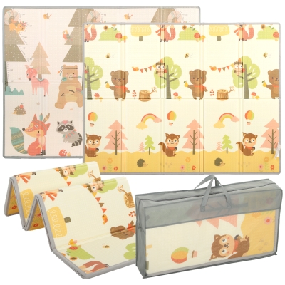 AIYAPLAY Alfombra Infantil Plegable y Reversible 200x150 cm Antideslizante e Impermeable Diseño Árbol y Bosque