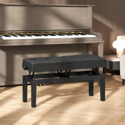 HOMCOM Banc Piano Réglable avec Rangement Noir