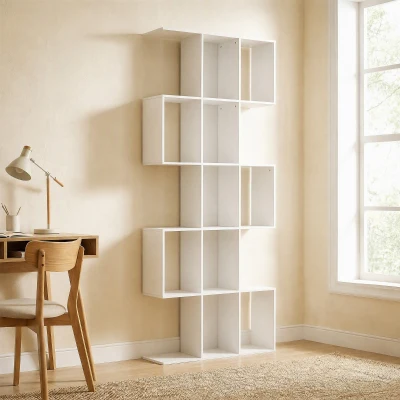 HOMCOM Bibliothèque S 5 Niveaux Blanc 80x24x200 cm