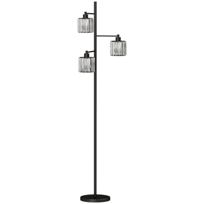 HOMCOM Luminária de Chão 40W, 3 Lâmpadas LED E27, Controle Remoto Magnético, Dimmer, 3 Temperaturas de Cor, Preto