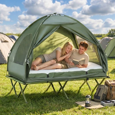 Outsunny Set da Campeggio Tenda Letto per 2 Persone, Verde