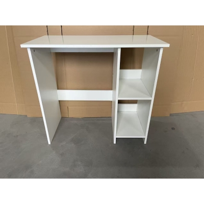 HOMCOM Hochglanz-Computerschreibtisch mit 2 offenen Regalen, 80 x 40 cm, moderner Stil, Weiß