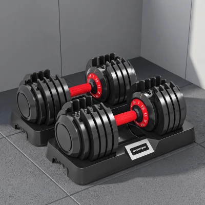 SPORTNOW Haltères Réglables 2x24kg Verrou Sécurité Noir