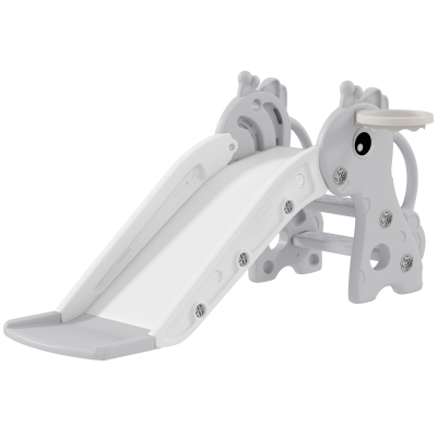 AIYAPLAY Kids 3-in-1 Slide with Climber & Hoop Grey