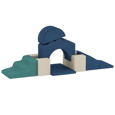 AIYAPLAY Conjunto de 7 Blocos de Espuma para Crianças com Base Antiderrapante 0,5-3 Anos Azul Escuro