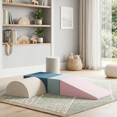 AIYAPLAY Parcours Motricité Bébé 5PCS Mousse Velours Multicolore