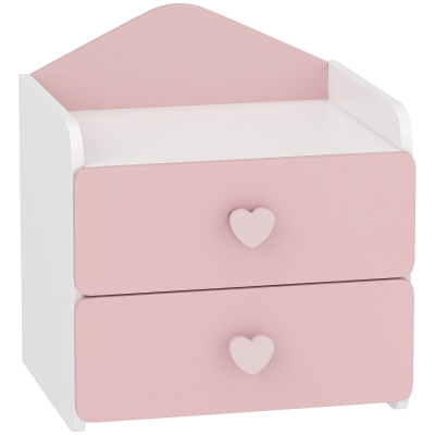 AIYAPLAY Mesita de Noche Infantil con 2 Cajones Montessori Bordes Redondeados para Niños de 3 a 8 Años 34x31x36 cm Rosa