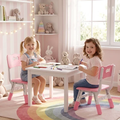 AIYAPLAY Schreibtischstuhl Kinder 2er Set, 26-30cm höhenverstellbar ergonomischer Rückenlehne armlose für 1,5–8 Jahren Rosa