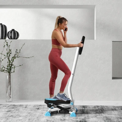 HOMCOM Stepper con Manubrio, Monitor LCD e Pedali Antiscivolo Blu