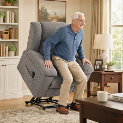 HOMCOM Power Lift Recliner Chair Massage Heat Wide Seat Grey