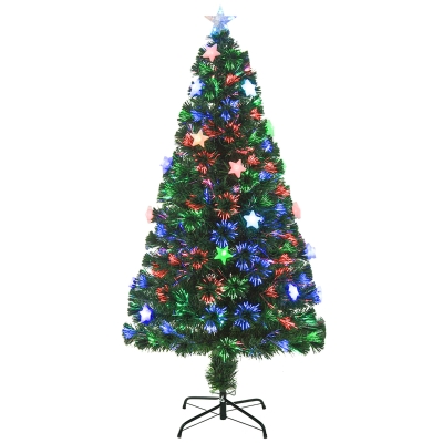HOMCOM 5FT Prelit Fibre Optic Christmas Tree Green