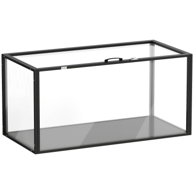 PawHut Jaula para Hámster Hábitat de Roedores Transparente con Vista Panorámica 360° Antimordiscos 105x51x51cm Negro