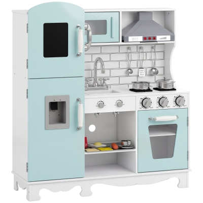 AIYAPLAY Cocina de Juguete de Madera con Luces y Sonidos Realistas Campana Extractora Dispensador de Agua Cafetera Nevera Horno